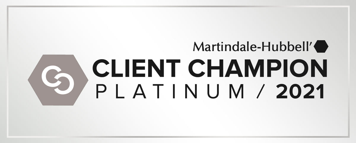 Martindale-Hubbell 2021 Platinum Client Champion